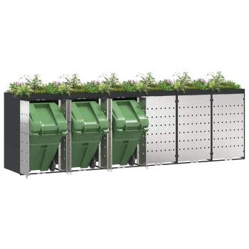 Wagenmüllbehälter für 3 Behälter Anthrazit