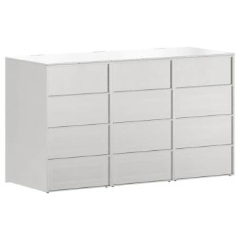Wagenmüllbehälter für 3 Behälter Silber 340 x 77,5 x 115,5 cm