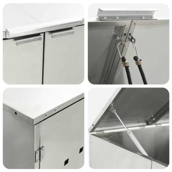 Wagenmüllbehälter für 3 Behälter Silber 340 x 77,5 x 115,5 cm