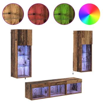 TV-Wandgeräte 5 pcs Schwarz Eichen-Optik 60 x 30 x 30 cm