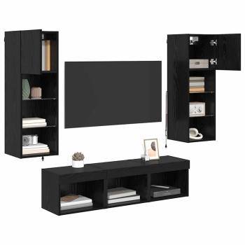 TV-Wandgeräte 5 pcs Schwarz Eichen-Optik 60 x 30 x 30 cm