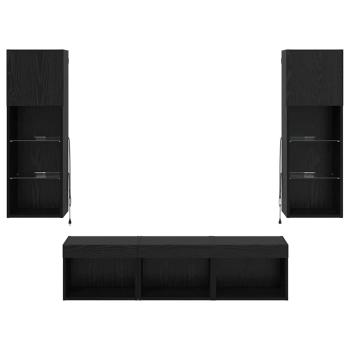 TV-Wandgeräte 5 pcs Schwarz Eichen-Optik 60 x 30 x 30 cm