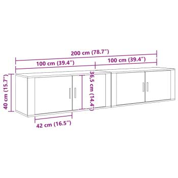 Wand-TV-Schrank Set 2 pcs Altholz 100 x 34,5 x 40 cm