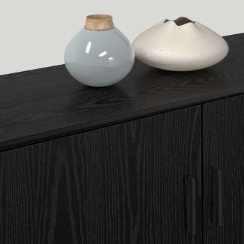 Wand-TV-Schrank Set Wandmontiert 3 pcs Schwarz Eichen-Optik