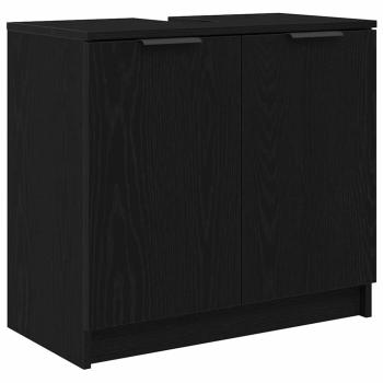 Badezimmerschrankset 3 pcs Schwarz Eichen-Optik Holzwerkstoff