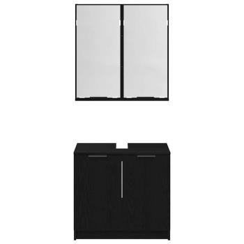 ARDEBO.de - Badezimmerschrankset 2 pcs Schwarz Eichen-Optik Holzwerkstoff