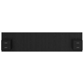 Kopfteil mit Schrank Schwarz Eichen-Optik 337 x 32,5 x 80 cm
