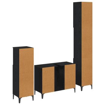 Badezimmermöbel Set 3 pcs Schwarz Eichen-Optik Holzwerkstoff