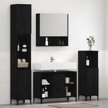 Badezimmermöbel-Set 3 Stk. Schwarz Eichen-Optik Holzwerkstoff