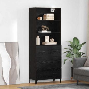 ARDEBO.de - Sideboard Wandmontiert 2 pcs Schwarz Eichen-Optik Holzwerkstoff
