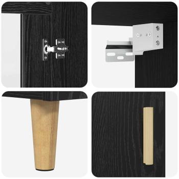 Hochboard Wandmontiert 2 pcs Schwarz Eichen-Optik Holzwerkstoff