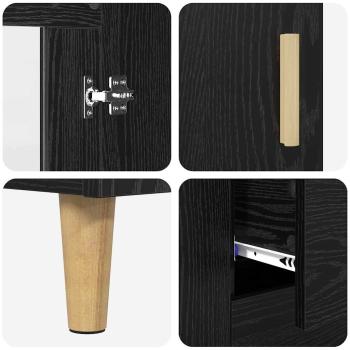 Hochboard 2 pcs Schwarz Eichen-Optik 69,5 x 34 x 180 cm