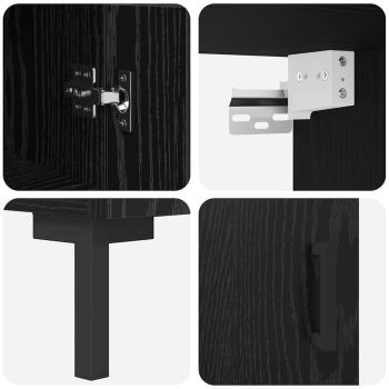 Hochboard Wandmontiert 2 pcs Schwarz Eichen-Optik Holzwerkstoff