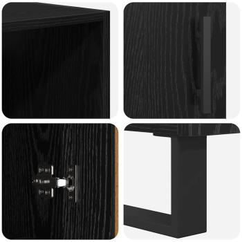 Hochboard Wandmontiert 2 pcs Schwarz Eichen-Optik Holzwerkstoff