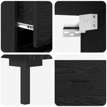 Hochboard Wandmontiert 2 pcs Schwarz Eichen-Optik Holzwerkstoff