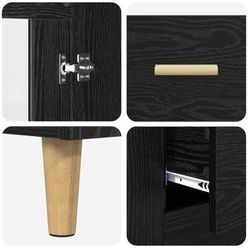 Hochboard Wandmontiert 2 pcs Schwarz Eichen-Optik Holzwerkstoff