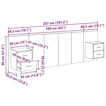Kopfteil mit Schrank 3 Stk. Schwarz Eichen-Optik Holzwerkstoff