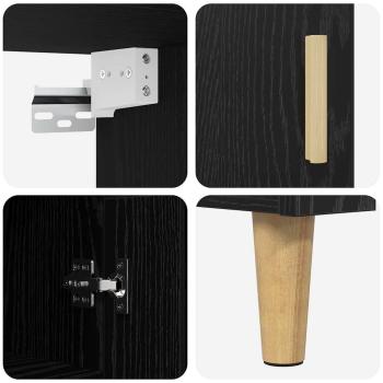 Hochboard 2 pcs Schwarz Eichen-Optik 69,5 x 34 x 180 cm