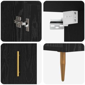 Hochboard Wandmontiert 2 pcs Schwarz Eichen-Optik Holzwerkstoff