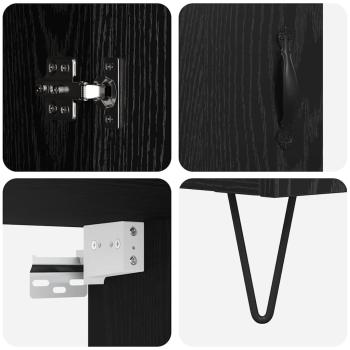 Hochboard Wandmontiert 2 pcs Schwarz Eichen-Optik Holzwerkstoff