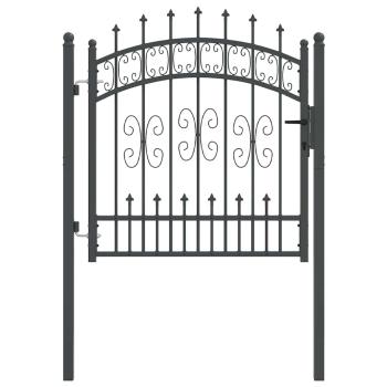 Zauntor mit Speer-Top mit Schloss Grau 103 x 100 cm Stahl