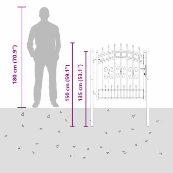 Zauntor mit Speer-Top mit Schloss Grau 103 x 100 cm Stahl