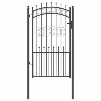 Zauntor mit Speer-Top mit Schloss Grau 103 x 175 cm Stahl