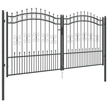 Zauntor mit Speer-Top mit Schloss Grau 305 x 150 cm Stahl