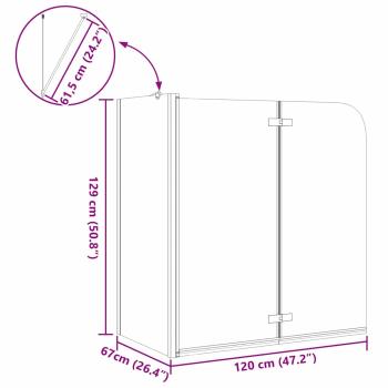 Duschabtrennung Gold 120 x 68 x 130 cm ESG-Glas und Aluminium