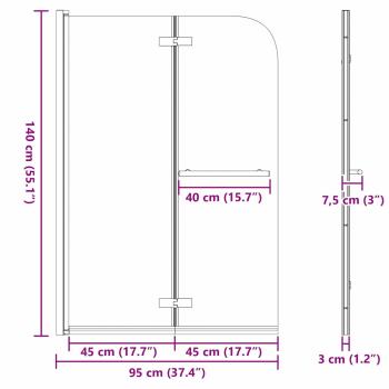 Duschabtrennung Gold 95 x 140 cm ESG-Glas und Aluminium
