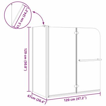 Bi-Falt Duschumhausung Dunkel transparent 120 x 67 x 129 cm