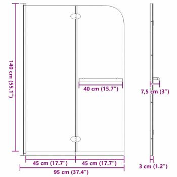 Duschabtrennung Schwarz 120 x 140 cm ESG-Glas und Aluminium