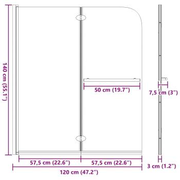 Duschabtrennung Schwarz 95 x 140 cm ESG-Glas und Aluminium