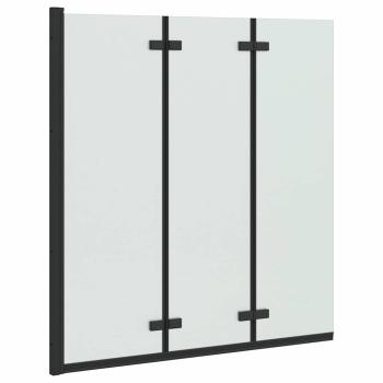Duschabtrennung Schwarz 130 x 138 cm ESG-Glas und Aluminium