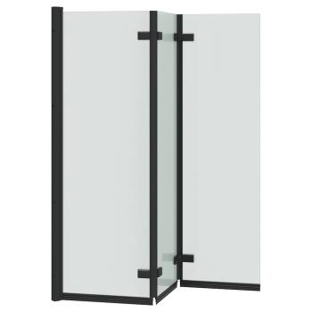 Duschabtrennung Schwarz 130 x 138 cm ESG-Glas und Aluminium