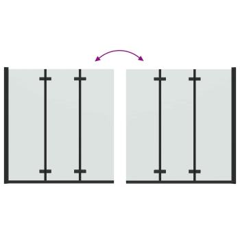 Duschabtrennung Schwarz 130 x 138 cm ESG-Glas und Aluminium