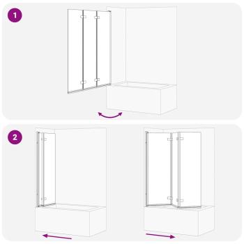 Duschabtrennung Schwarz 130 x 138 cm ESG-Glas und Aluminium