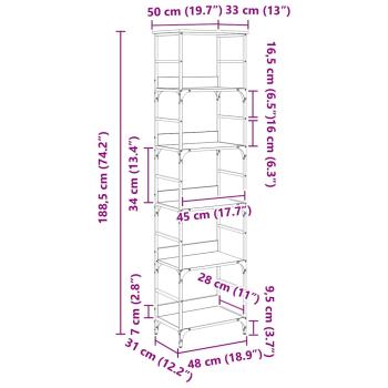Regal Artisan-Eiche 50 x 33 x 188,5 cm Holzwerkstoff