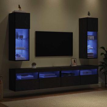 Wandmontierte TV-Schränke 2 pcs Schwarz Eichen-Optik
