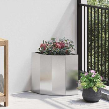 ARDEBO.de - Eckpflanzer Silber 30 x 30 x 35 cm Edelstahl