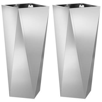 Pflanzkübel 2 pcs Silber 30 x 30 x 75 cm Verzinkter Stahl