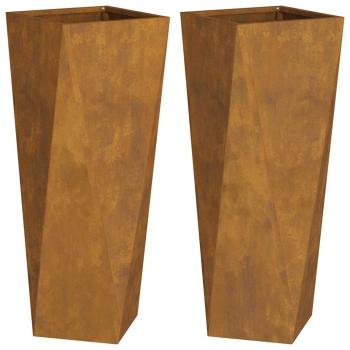 Pflanzkübel 2 pcs Rostig 30 x 30 x 75 cm Wetterfeststahl