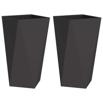Pflanzkübel 2 pcs Schwarz 40 x 40 x 75 cm Stahl