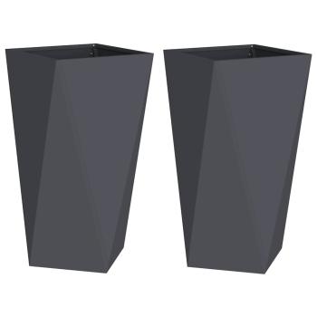 Pflanzkübel 2 pcs Anthrazit 40 x 40 x 75 cm Stahl