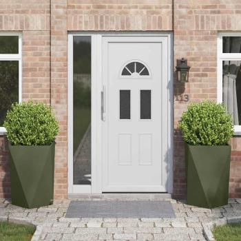 ARDEBO.de - Pflanzkübel 2 pcs Olive Grün 50 x 50 x 75 cm Stahl