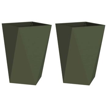 Pflanzkübel 2 pcs Olive Grün 50 x 50 x 75 cm Stahl