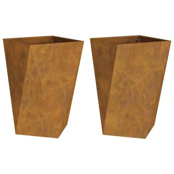 Pflanzkübel 2 pcs Rostig 50 x 50 x 75 cm Wetterfeststahl