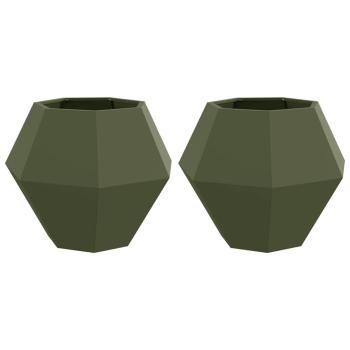 Pflanzkübel 2 pcs Olive Grün 75 x 75 x 60 cm Stahl