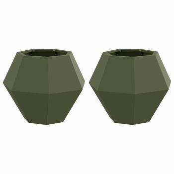 Pflanzkübel 2 pcs Olive Grün 50 x 50 x 40 cm Stahl