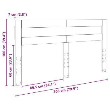 Kopfteil mit Kopfteil Schwarz Eichen-Optik 200 cm Holzwerkstoff